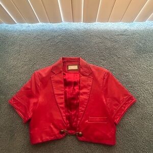 Red leather cropped top